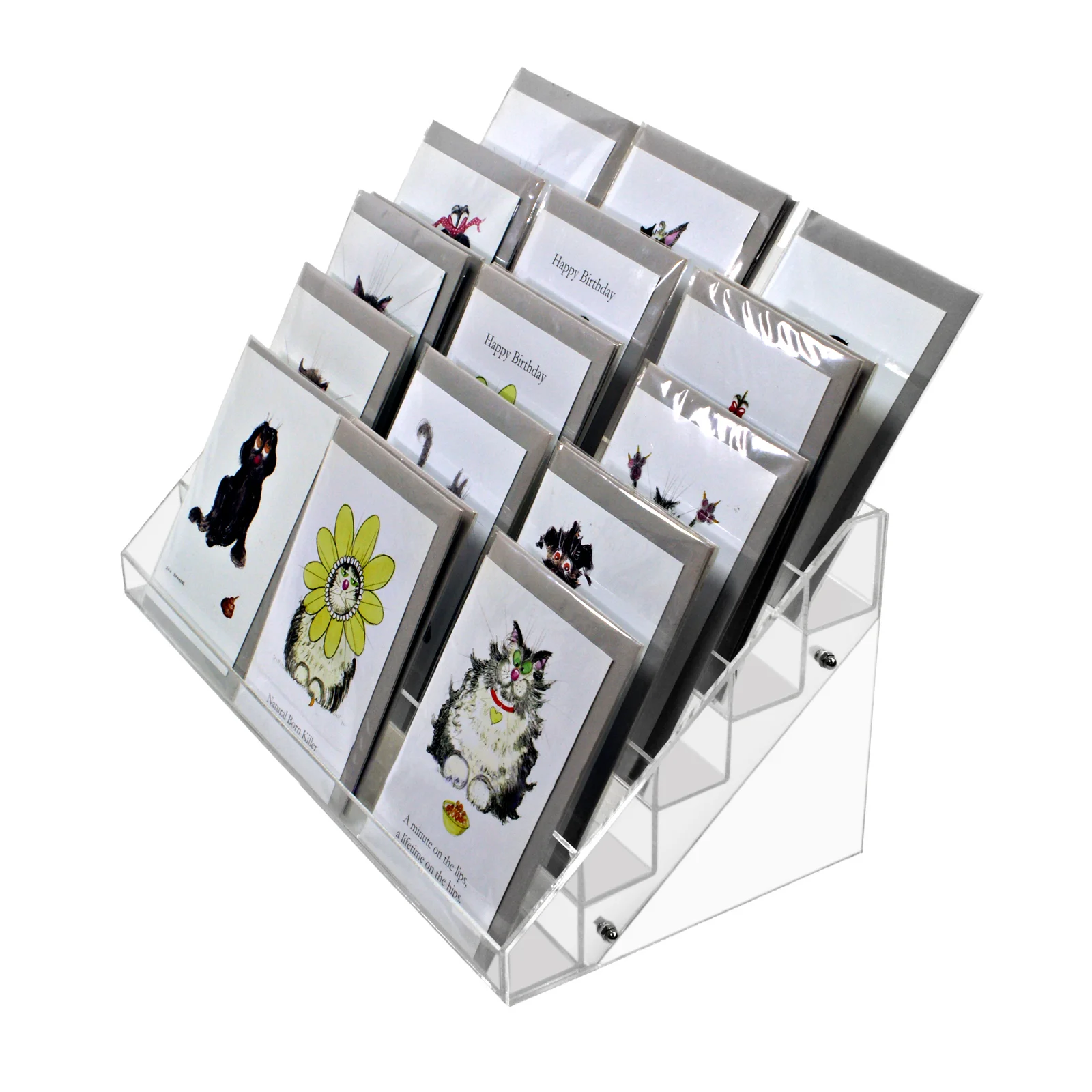 Пользовательские 5-ярусные открытки акриловые карты дисплей счетчик Perspex поздравительных открыток держатели стойки и дисплеи