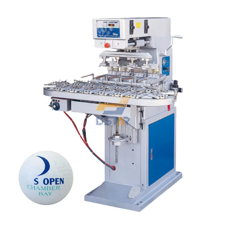 Factory Price Golf Ball Multicolor Logo Pattern 1-4 Color Pad Printing Machine Tampo Printer Machines with Oval Belt Conveyor