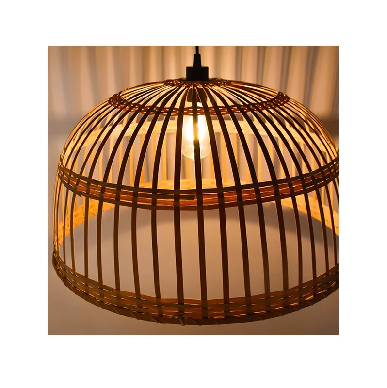 Eco-Friendly Large Chandelier Lampshade Creative Bamboo Lanterns Art Rattan Home Tea House Restaurant Decorative Features Bulb