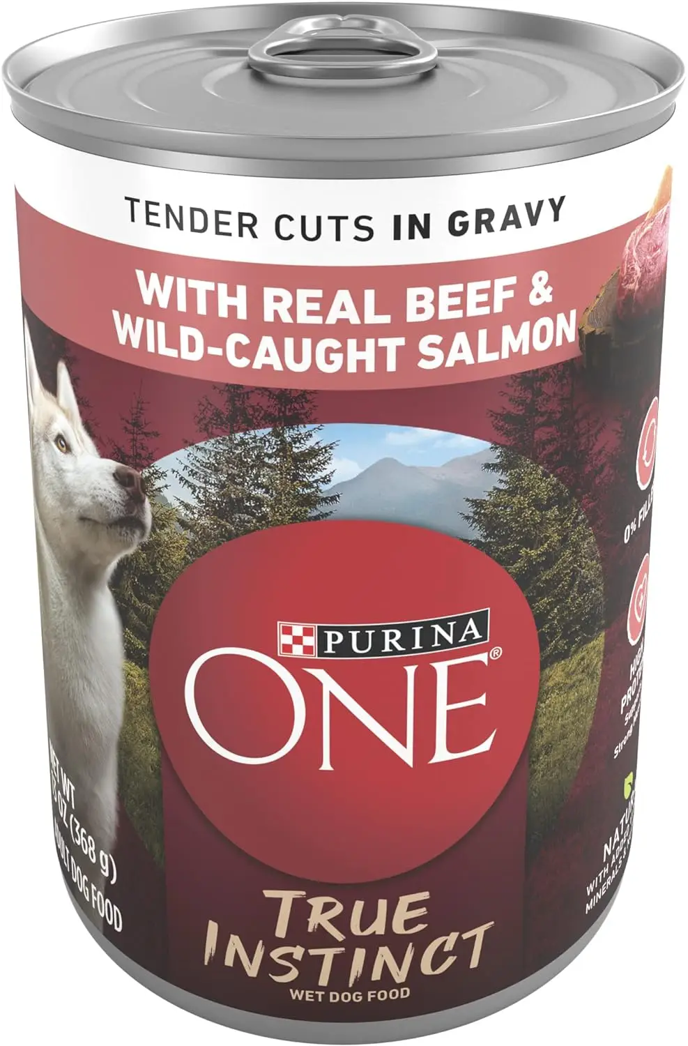True Instinct Wet Dog Food High Protein Tender Cuts in Beef and Wild-Caught Salmon Gravy Canned Wet Food for Dogs
