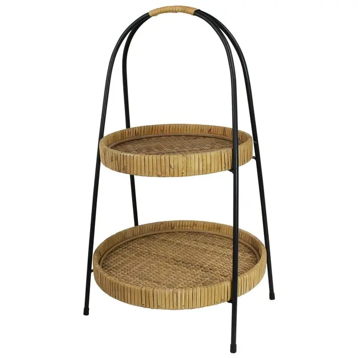 Hot selling Fruit Basket wooden and metal And Snack Stand For Holding Food (2 tier )