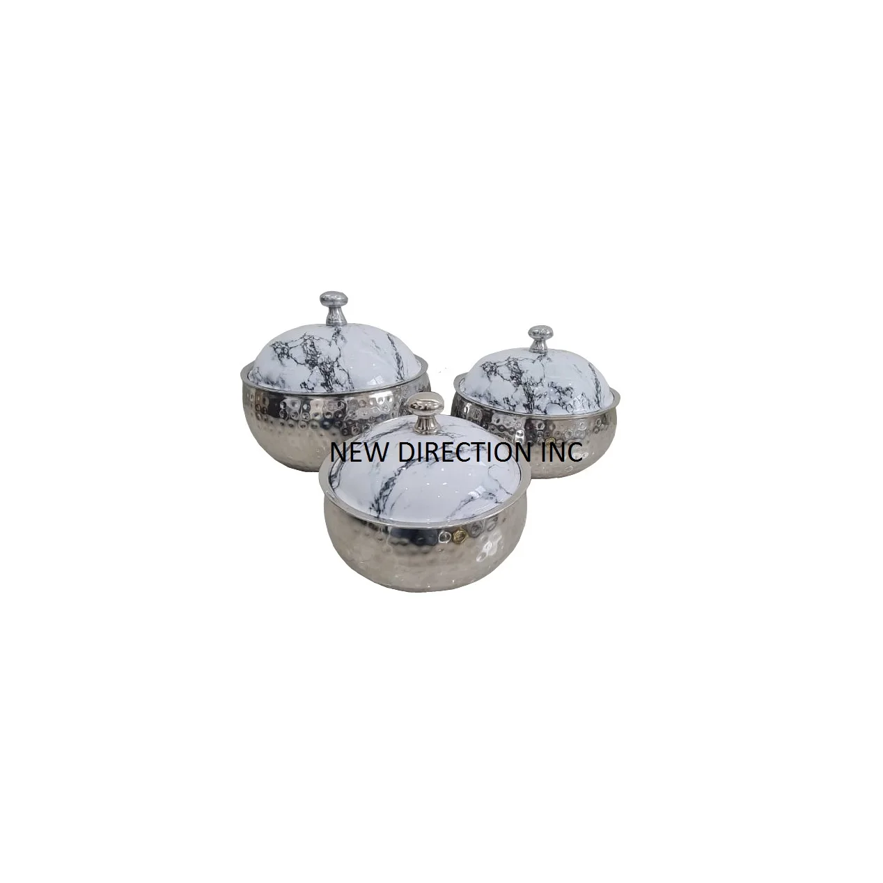 Big Size Luxury Style Set Of 3 Custom  Finishing Stainless Steel Food Storage Casserole Server Hot Pot At Inexpensive Price