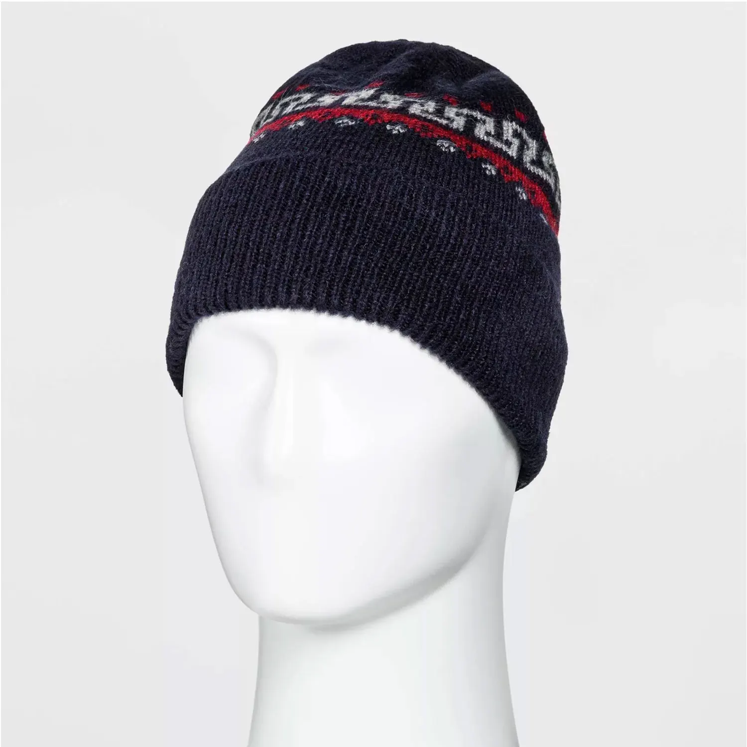knitted beanie custom jacquard cuffed beanie hats leather patch custom beanie