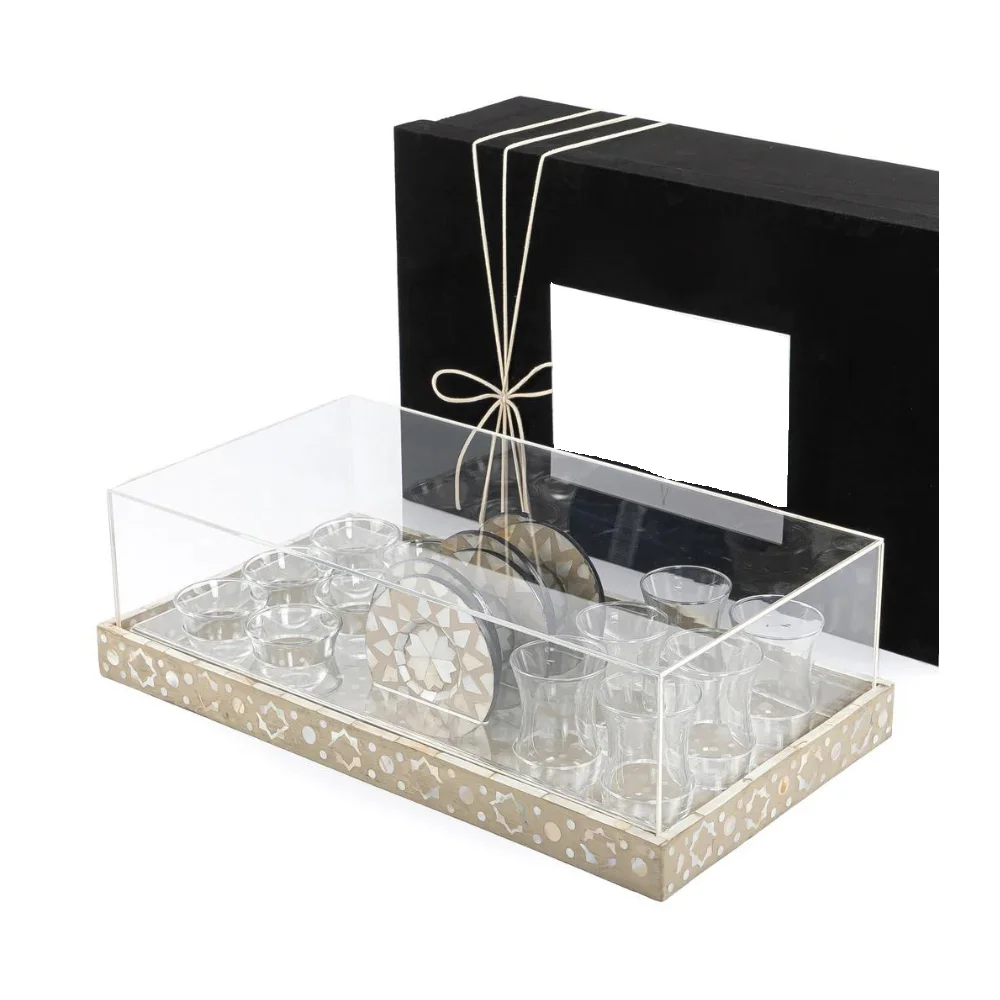 Wholesale Rectangle Serving Trays Luxury High-End Decor with Exotic Pattern Mother of Pearl Inlay Custom Size Made in Vietnam