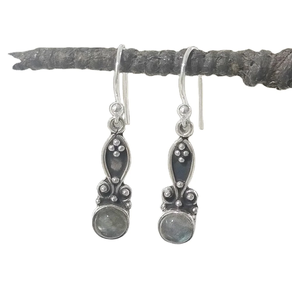 Popular Design Labradorite Gemstone 925 Sterling Silver Earring Jewelry Wholesale Online 925 Sterling Silver Gemstone Earring