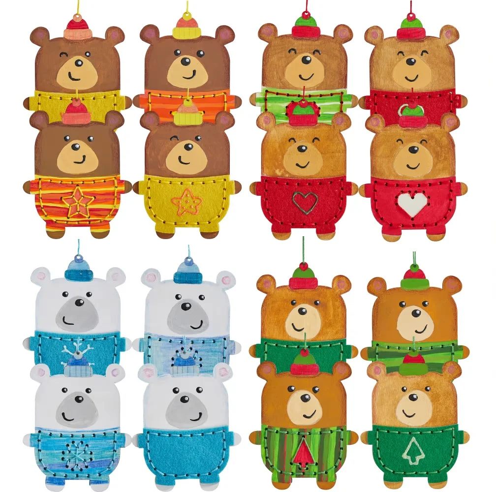 Hot selling items Top Quality Wooden Embroidery Charm Christmas Teddy DIY Toys Educational Toys