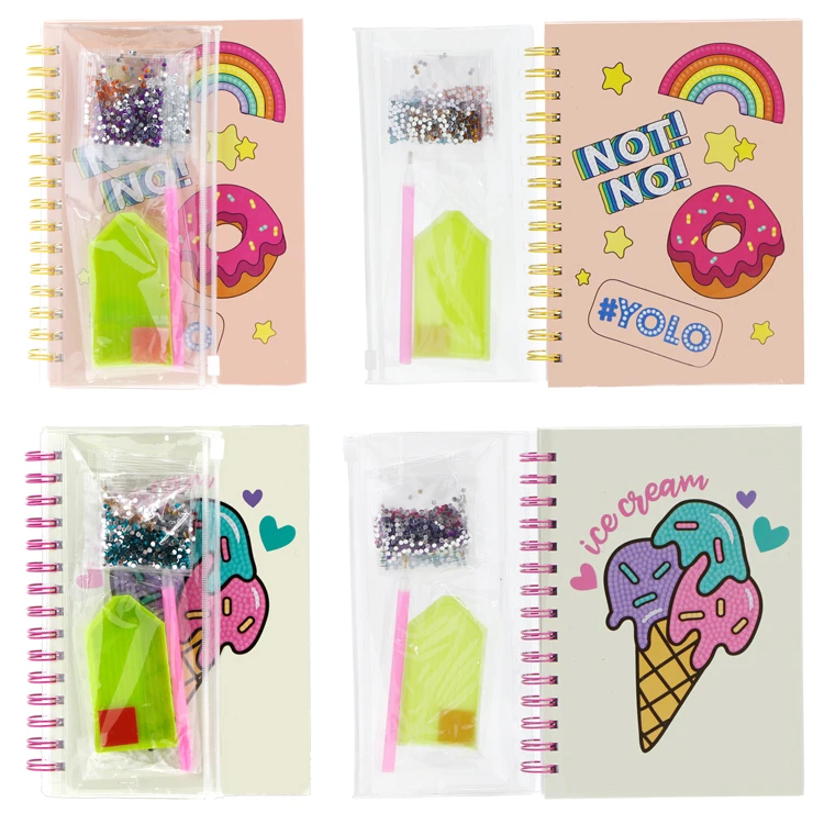 2022 New design educational Diy A5 Custom Cover Kids Spiral Coil Diary Notebook With Diamond Painting Kit