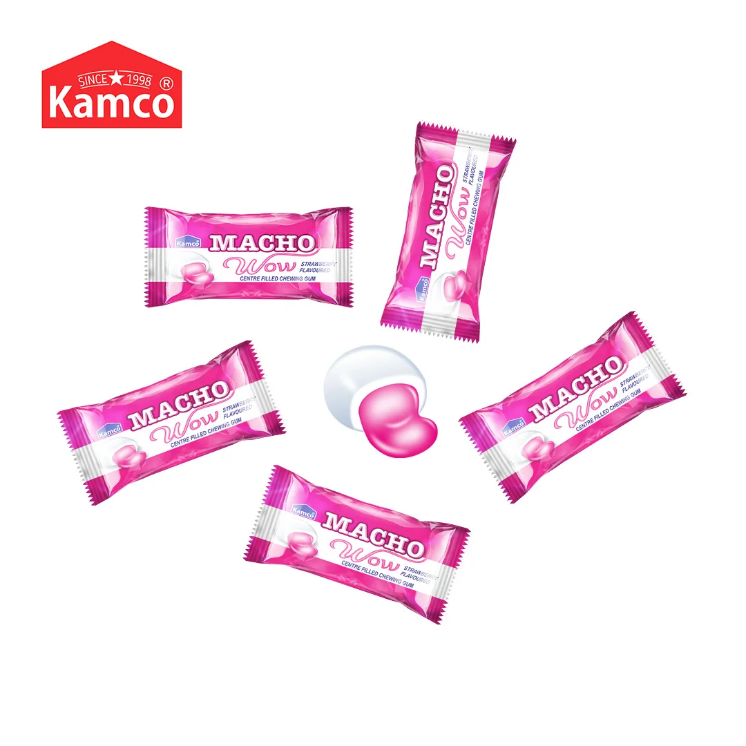 Export Quality Macho Pink Strawberry Center Filled Chewing Gum