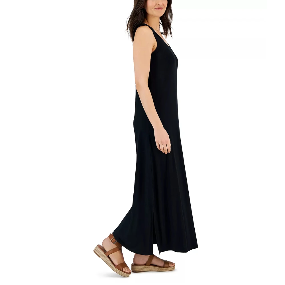 LONG TANK GOWN Macys Dresses With Pockets Comfort Apparel Plus Size Sleeveless Empire Waist Maxi Dress Breathable