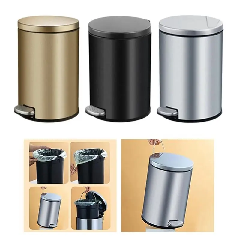 Stainless Steel Step Trash Can Garbage Bin for Kitchen 3L 5L 8L 12L 20L