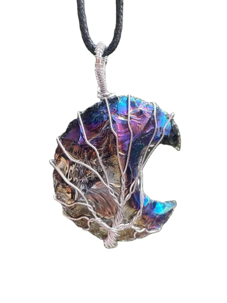 Ожерелье из хрустальных точек проволока натуральный тигровый глаз золото натуральная любовь OEM подвеска на заказ от кристаллов поставка Индии