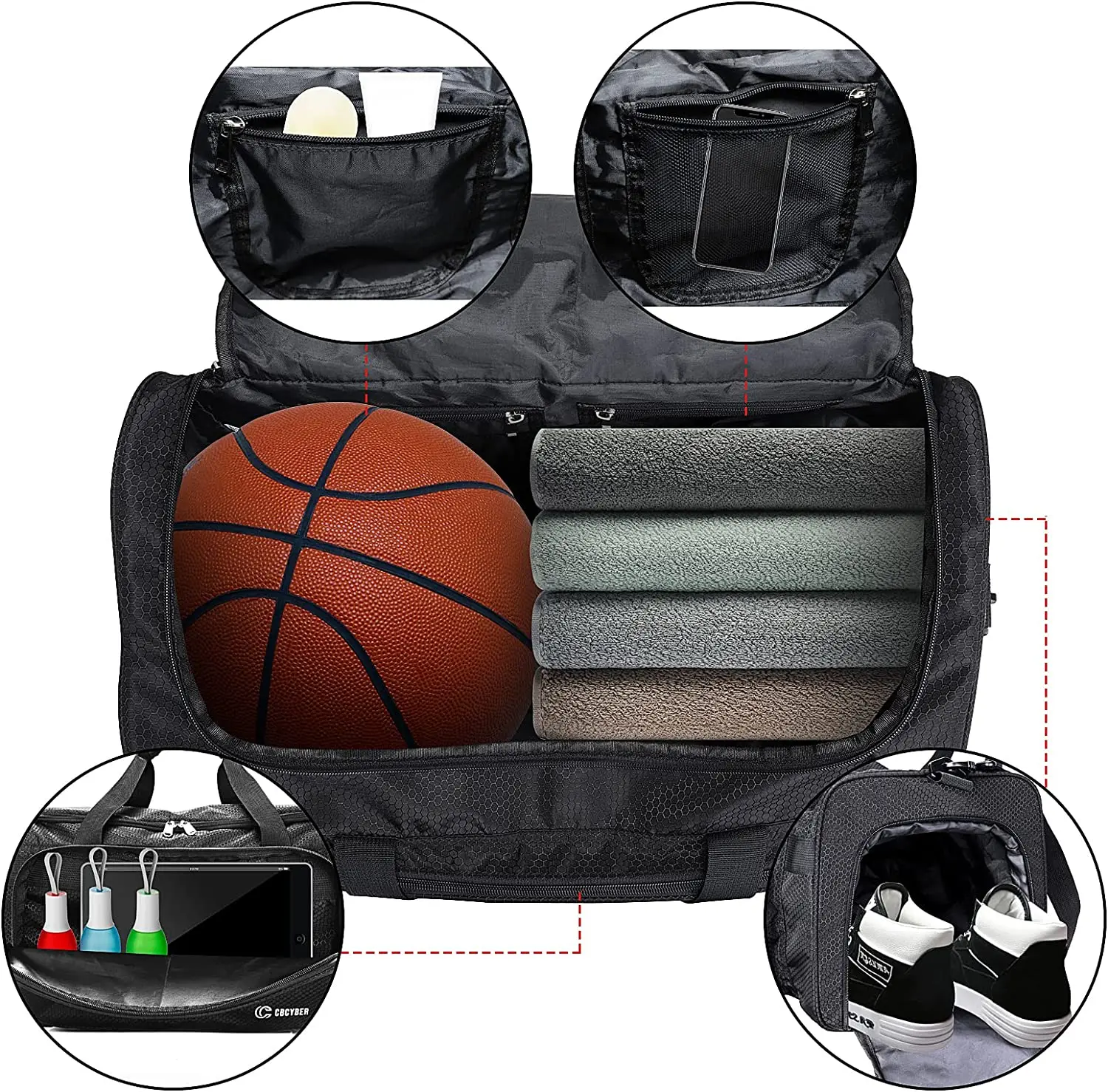 Custom logo print Women Men Workout Sports Gym Bag Travel Duffel bag with Wet Pocket & Shoes Compartment sports bags