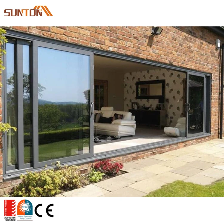 Custom exterior modern aluminum frame reflective glass sliding door for house hotel villa