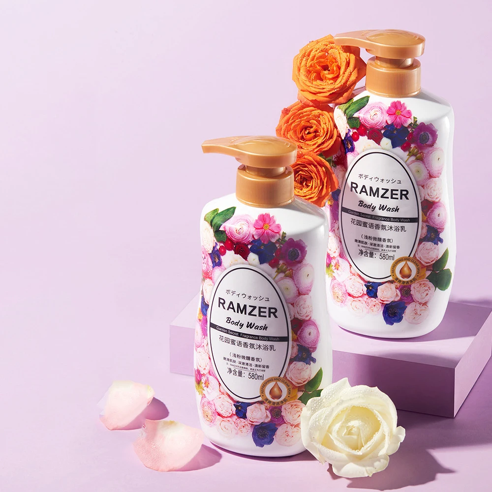 RAMZER OEM private label nourishing flower fragrance body wash cleansing body wash bath shower gel