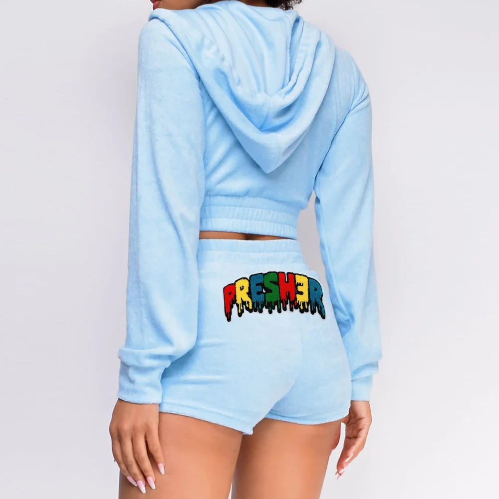 OEM Fashion Women Clothing 2 Piece Plus Size Zipper Tracksuit Sets Fitness Sports Jogging Ladies Crop Tops Sweatsuits