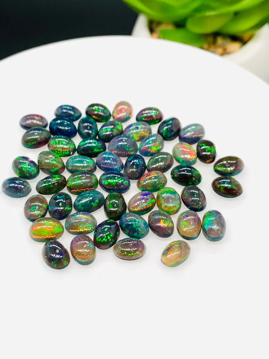 Natural Ethiopian Black Opal Oval Cabochon Cabochon Mix Size And Shape Calibrated Gemstone