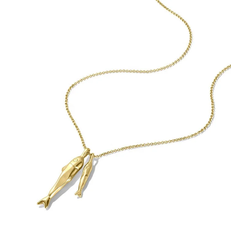 2024 новый дизайн 925 стерлингового серебра 14K/18K Позолоченные ювелирные изделия море океан двойная рыба очарование кулон ожерелье