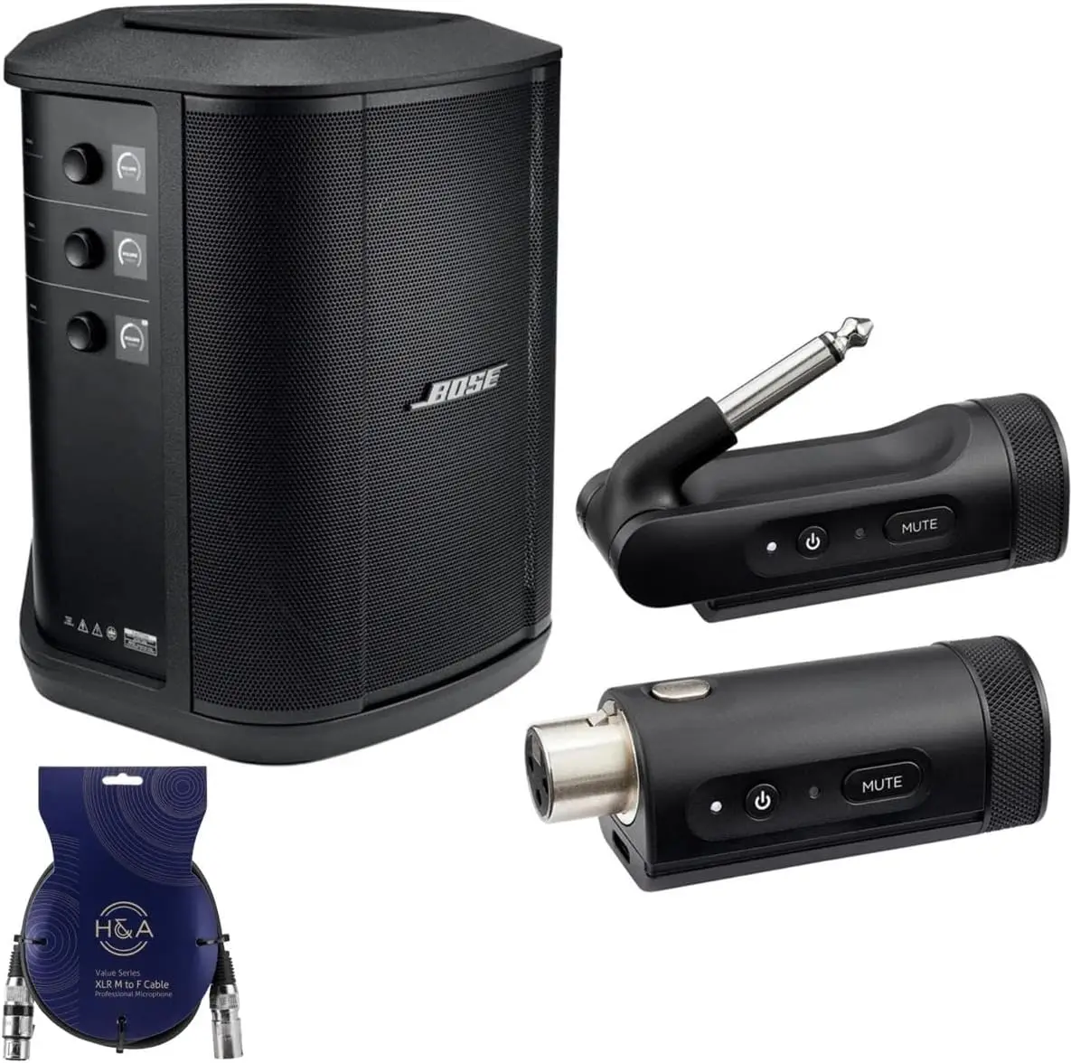 DE Real Quality Boses S1 Pro PA System w Speaker Stand & Play-Through Cover - Bo Nue Black