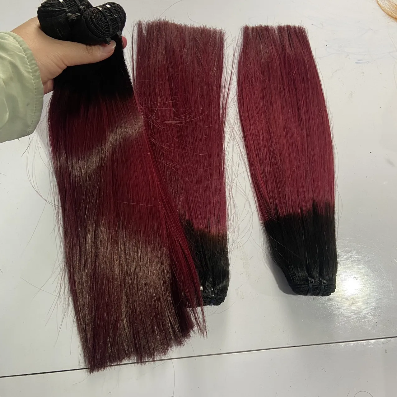 Пианино красный черный цвет прямые волосы 100% вьетнамских человеческих волос могут быть окрашены во все цвета длина 20 дюймов