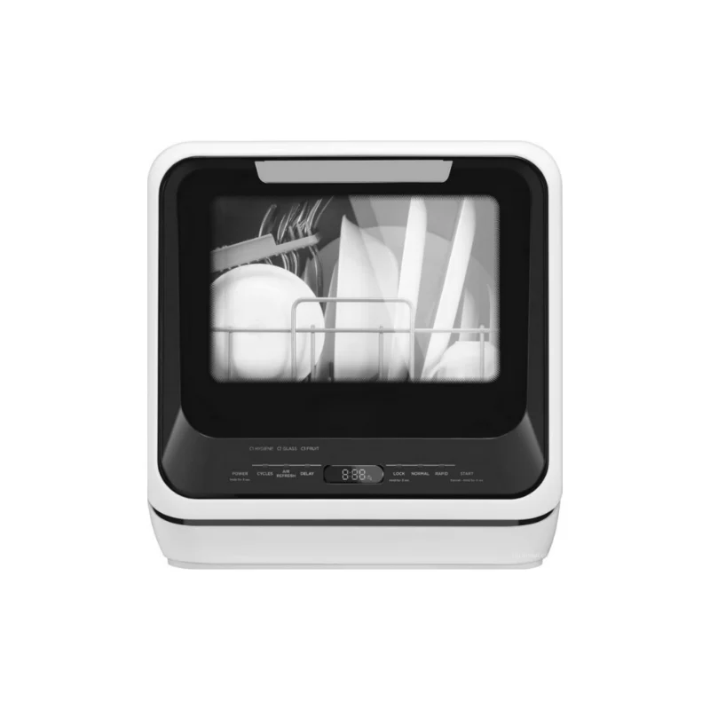 HOT Portable Mini Dishwasher Countertop with 5L Built-in Water Tank for Apartments No Hookup Needed, 6 Programs, 360 Dual Spray
