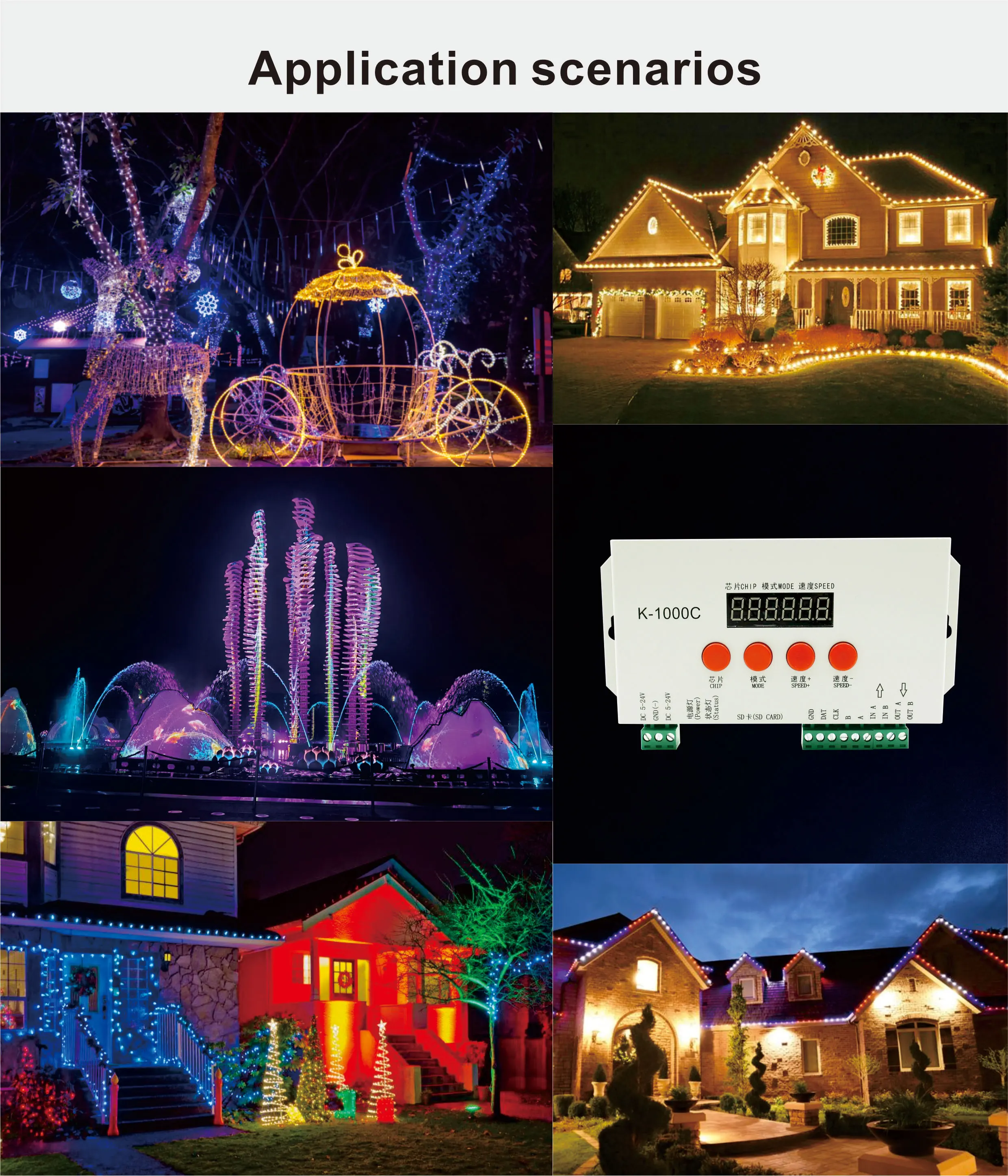 Support Multiple Chips DC5-24V DMX512 1000C RGB Decorative Light  Point Light Source Controller