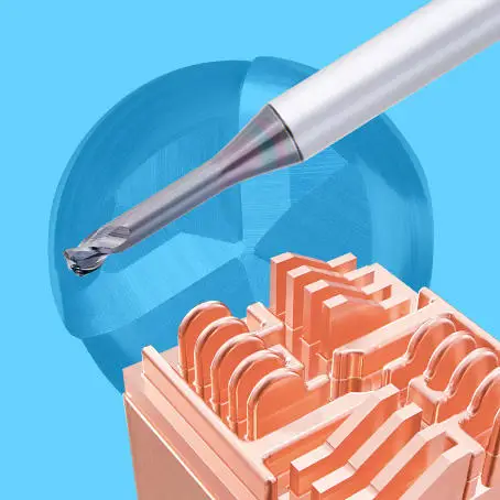 OSG Unique DLC coating Long neck radius carbide End Mills for high-efficiency finishing for Copper Electrodes