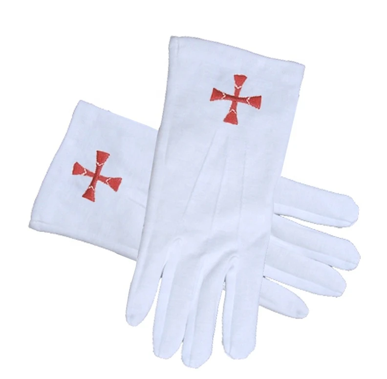 Masonic Shriner Symbol Cotton Gloves - White (One Size Fits Most) For Freemasons. Masonic Formal Wear Regalia