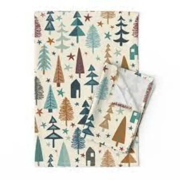 Recycle Cotton Embroidery Tea Towel Custom Logo Canvas Table Cloth Water Absorb Canvas Cotton Embroidered Home Textile Towels