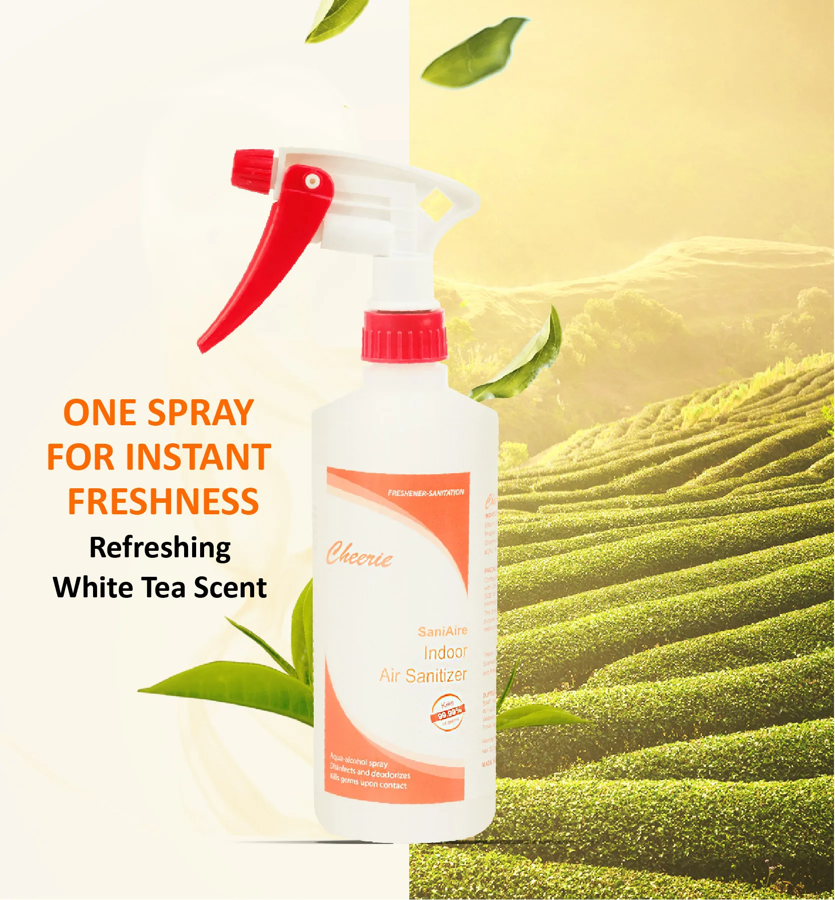 500ml Aqua-Alcohol Spray Natural Air Freshener for Indoor Sanitization for Reception Areas Retail Shops Classrooms