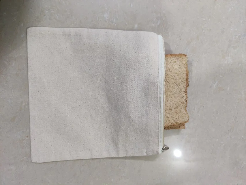 100% cotton sandwich bread pouch natural color with zipper can be customized colors sizes styles materials manufacture in India