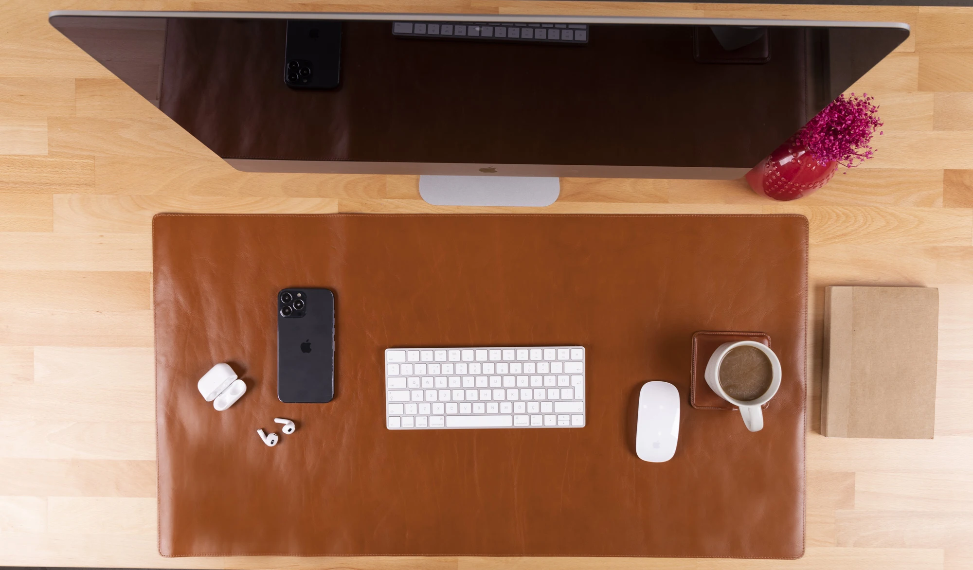 Genuine Leather Handmade Desk Mat Blotter Premium Leather Customize with Cylinder Package High Quality Workmanship Computer Pad