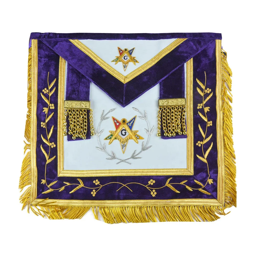 OES Hand Embroidered Order of the Eastern Star OES Grand Associate Patron Masonic Apron Hand Embroider Apron With Gold & Silver