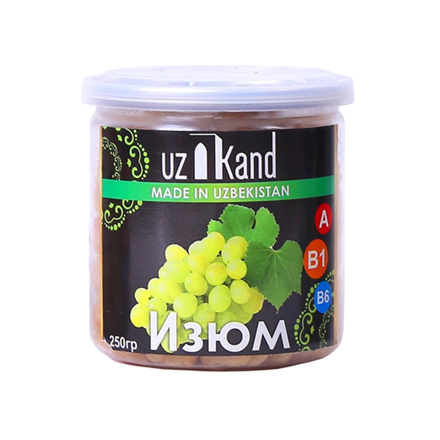 Non-GMO natural quality 250 g dried fruits from Uzbekistan dried grapes selected yellow raisins in jar for food