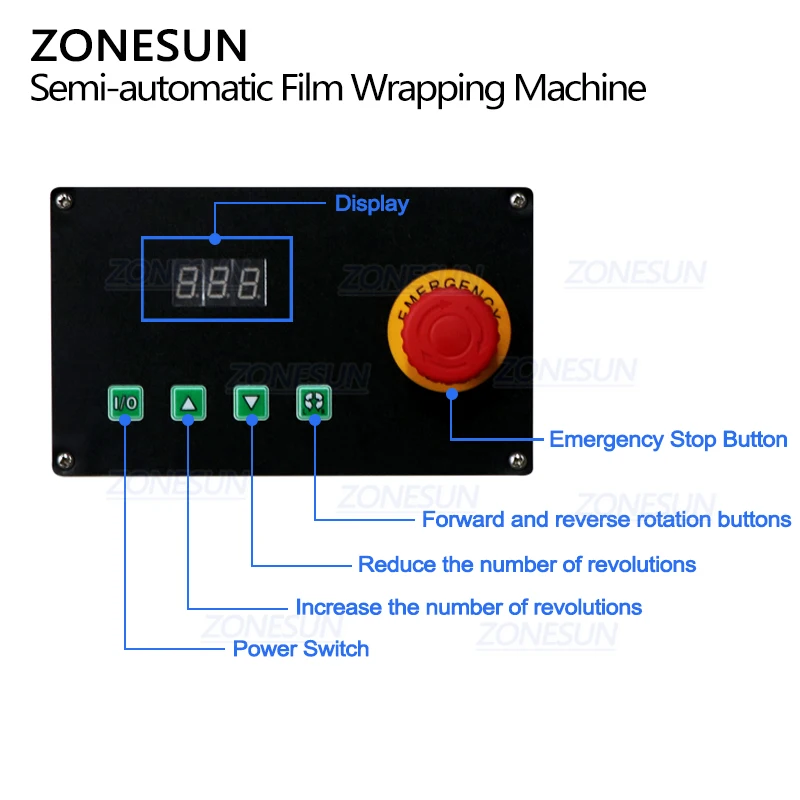 ZONESUN ZS-DBC800 Semi-automatic Carton Box Stretch Film Wrapping Machine Pallet Packaging Machine