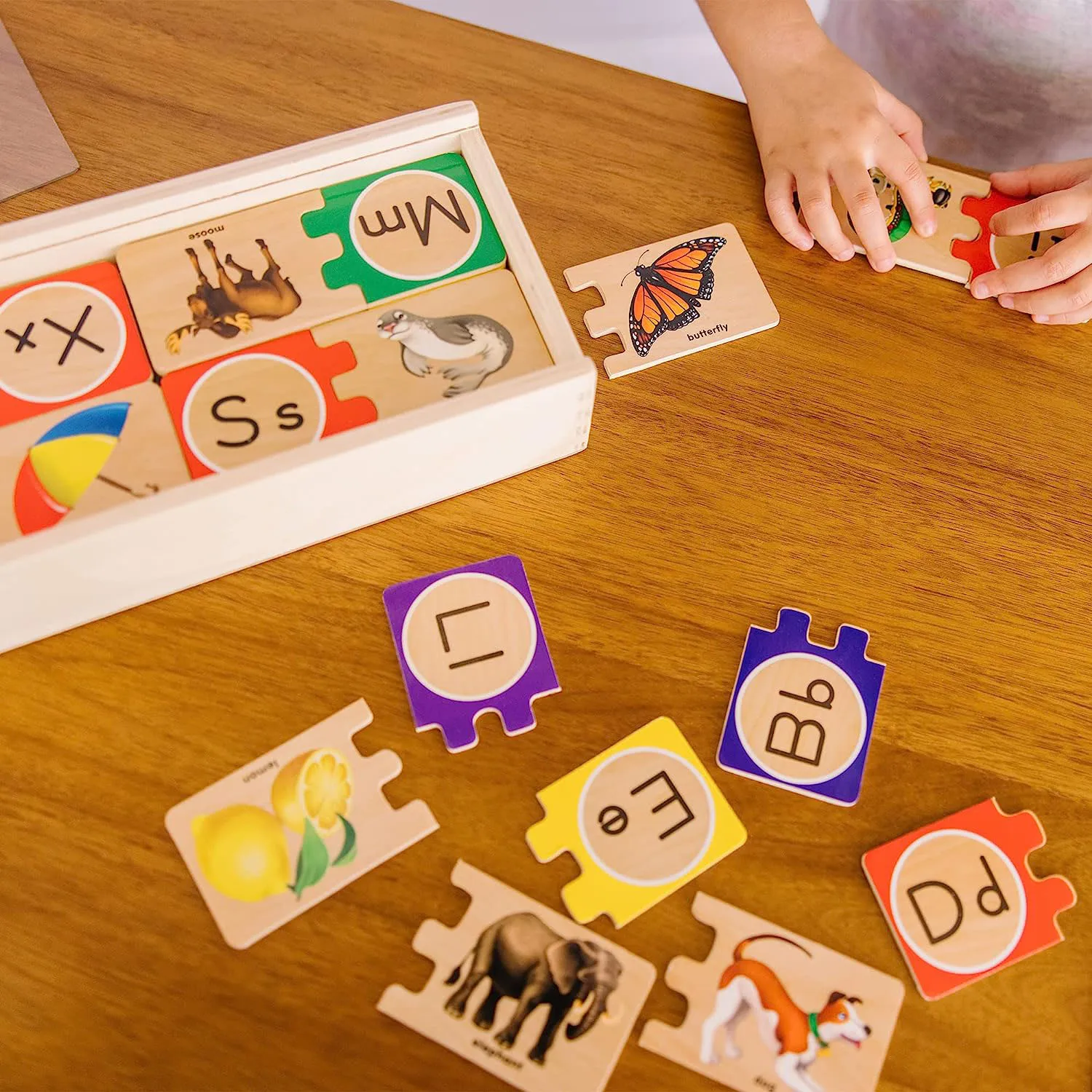 Self-Correcting Alphabet Wooden Puzzles With Storage Box 52 Pcs ABC Puzzle