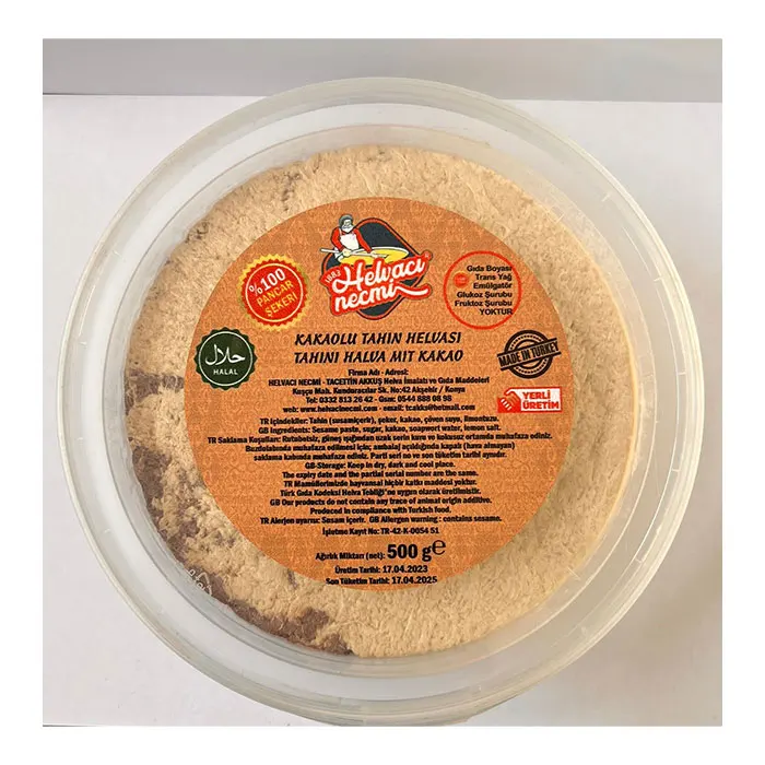 Tahini Halva with Cacao 500 gr Premium Quality Turkish Tahini Halva Does not contain preservatives and additives