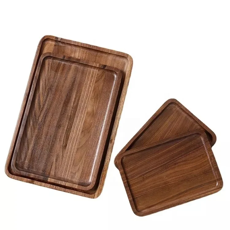 natural acacia wood food serving trays rectangular tea coffee wooden tray
