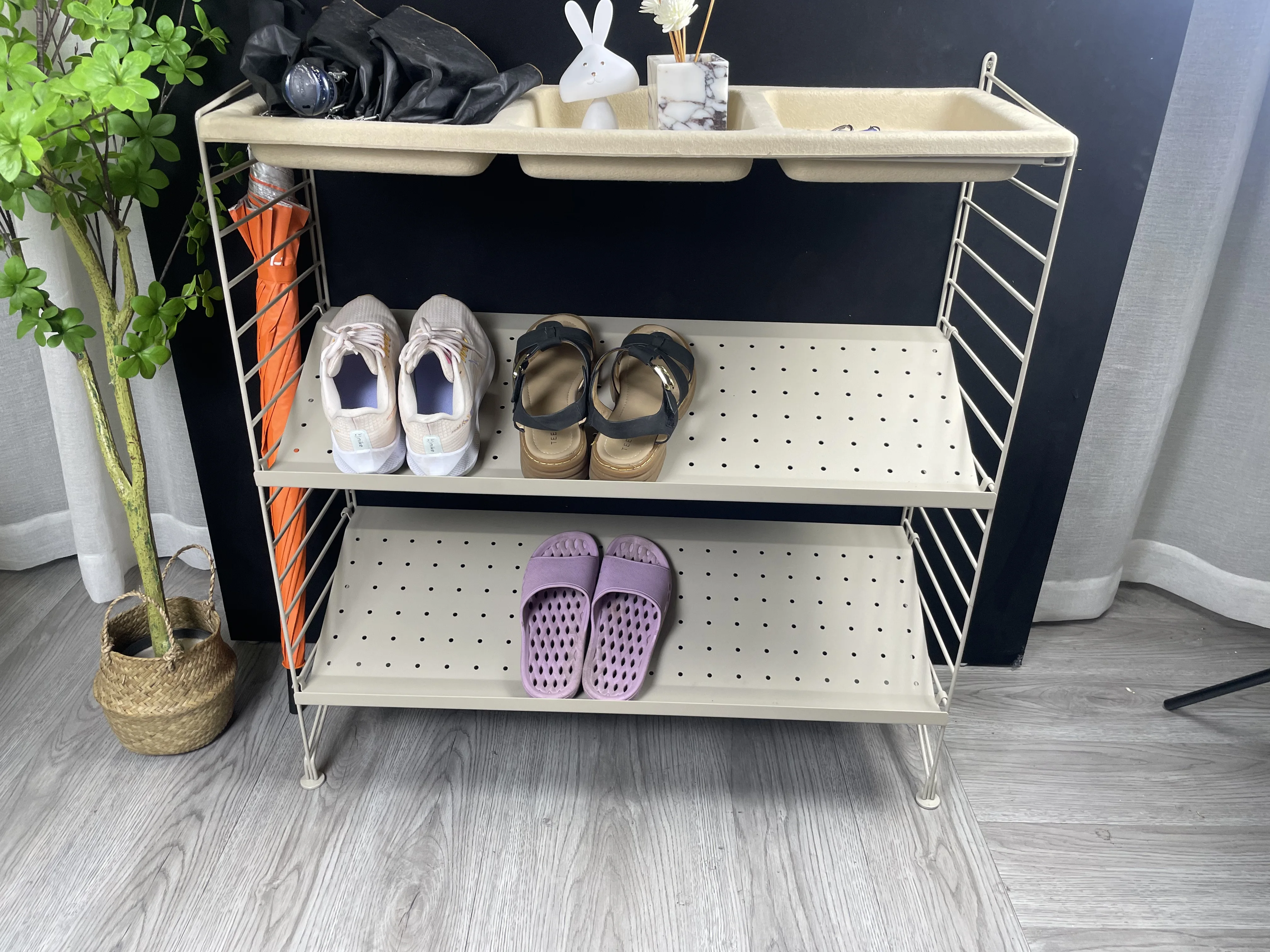 DISEN FURNITURE luxury new design Professional Modern Home metal smart Shoe Cabinet wall hanging shoe rack