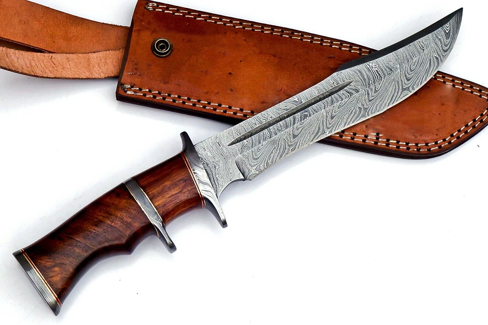 custom made 9 Inches Overall Length Hunting Knife Survival Hunting Outdoor Skinner Knife Durable Damascus Sleet Blade Knife