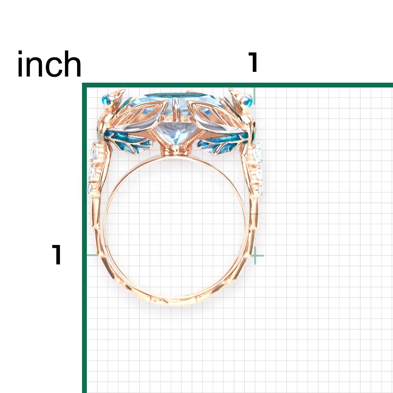 Stylish Unique Design Ring 14K Solid Rose Yellow White Gold Topaz White Topaz ChromDiopside Enamel Custom Jewelry OEM ODM