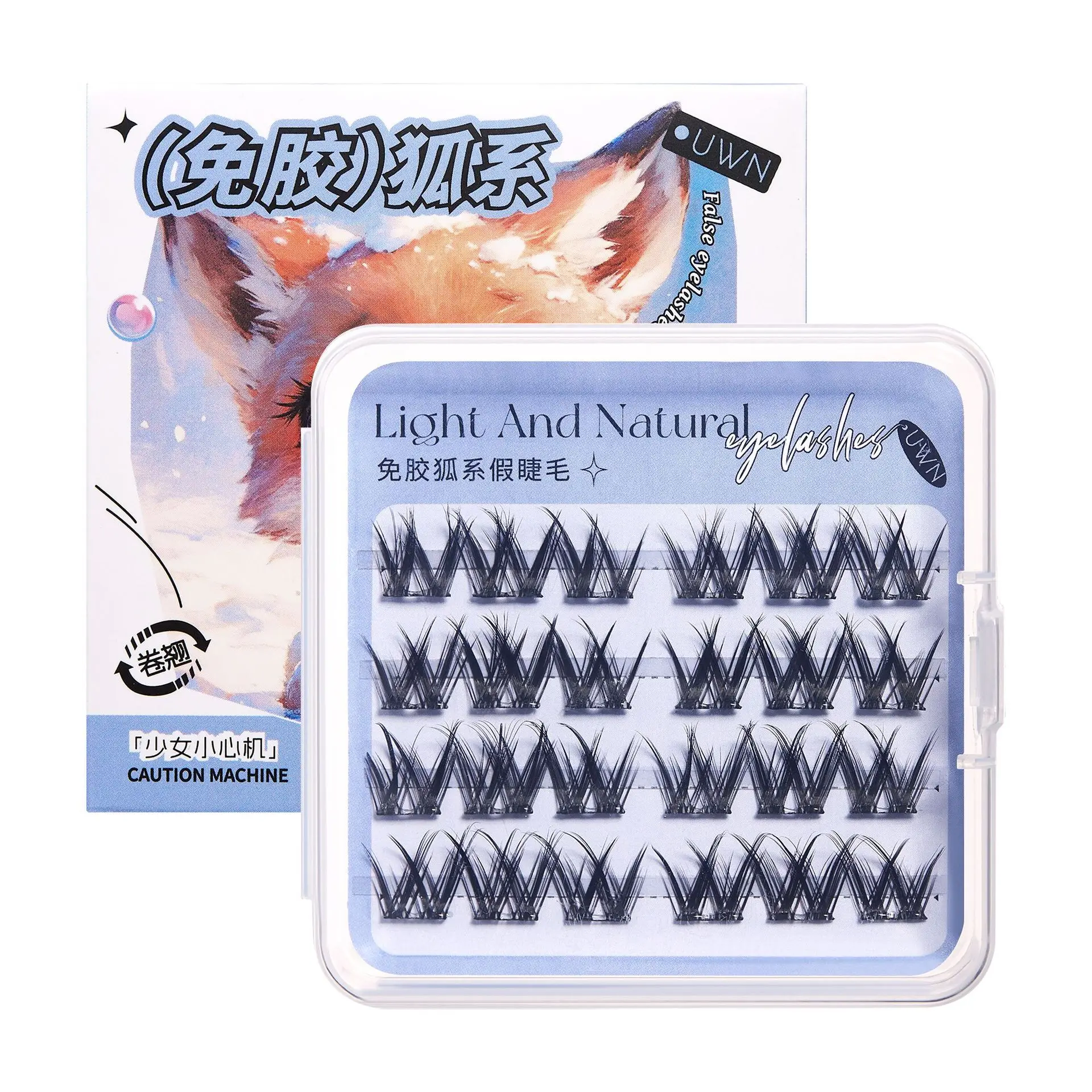 New Styles Factory Custom Pre-glued Eyelashes Beginner Friendly Animal Serie Super Curly Adhesive Diy Cluster False Lashes