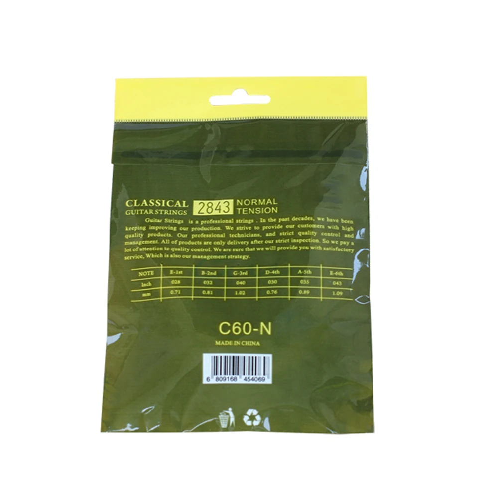 Classical Guitar Strings full sets Clear Nylon for E-1st B-2nd G-3rd and Nylon Core Colorful Coated Copper Alloy Wound for D-4