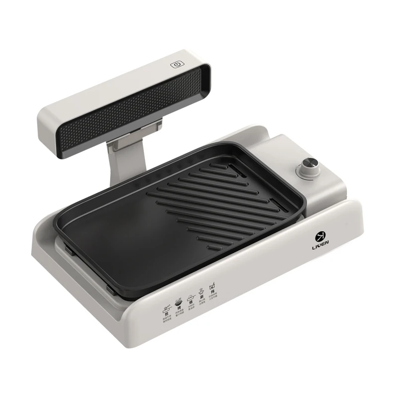 Indoor/Outdoor Smokeless Stainless Steel BBQ Grill Detachable Interchangeable Plates Temperature Control for Household + RV Use