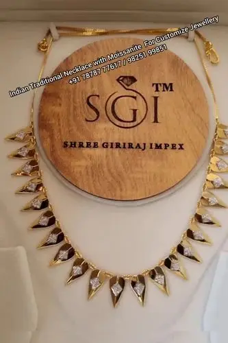 High Quality Indian Traditional 22k Gold Necklace with Moissanite Diamond Best collection designer Fine jewelry Necklace
