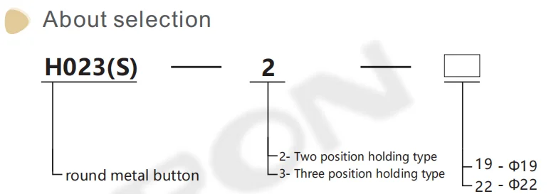 SiRON H023(S) metal buttons New style rotary 2 position 19mm 1ON 1NC select push button IP65 IK08 Rotary Switch
