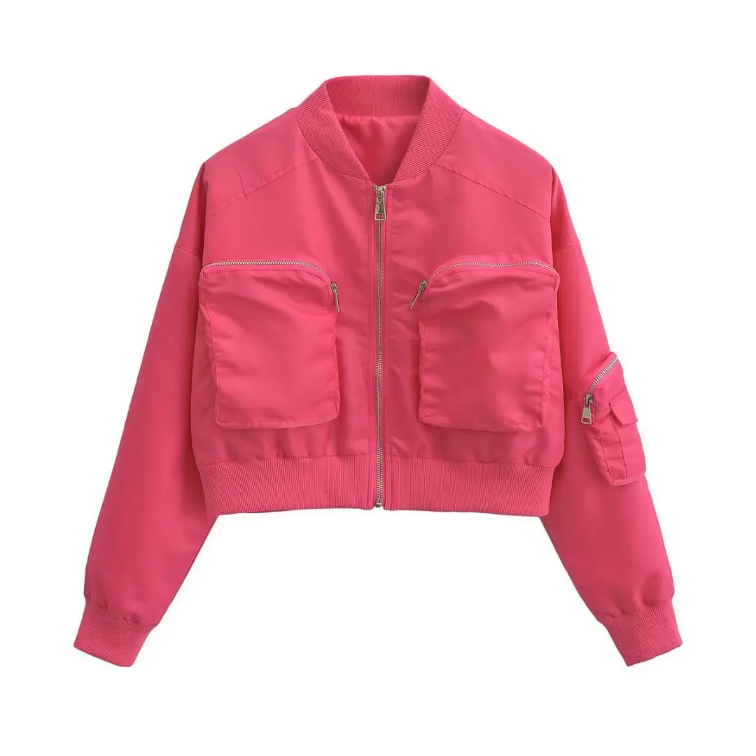 2024 Spring and Autumn street fashion High street trend club short zip jacket women