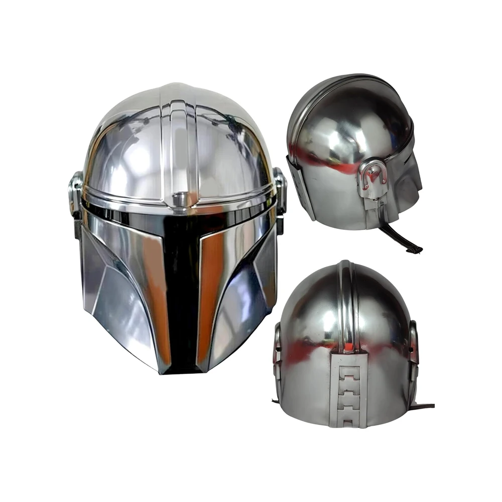 new arrilvel Mandalorian Helmet 18  Steel Medieval Helmet Boba Fatt Mandalorian Helmet Silver Polish at best price