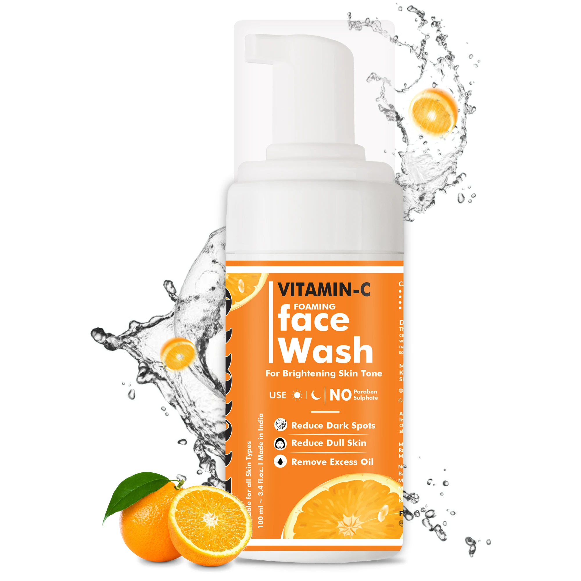 Organic Vitamin C Foaming Face Wash with Aloe Vera Extract Natural Facial Cleanser for Brightening Dry Skin Tone OEM Supply