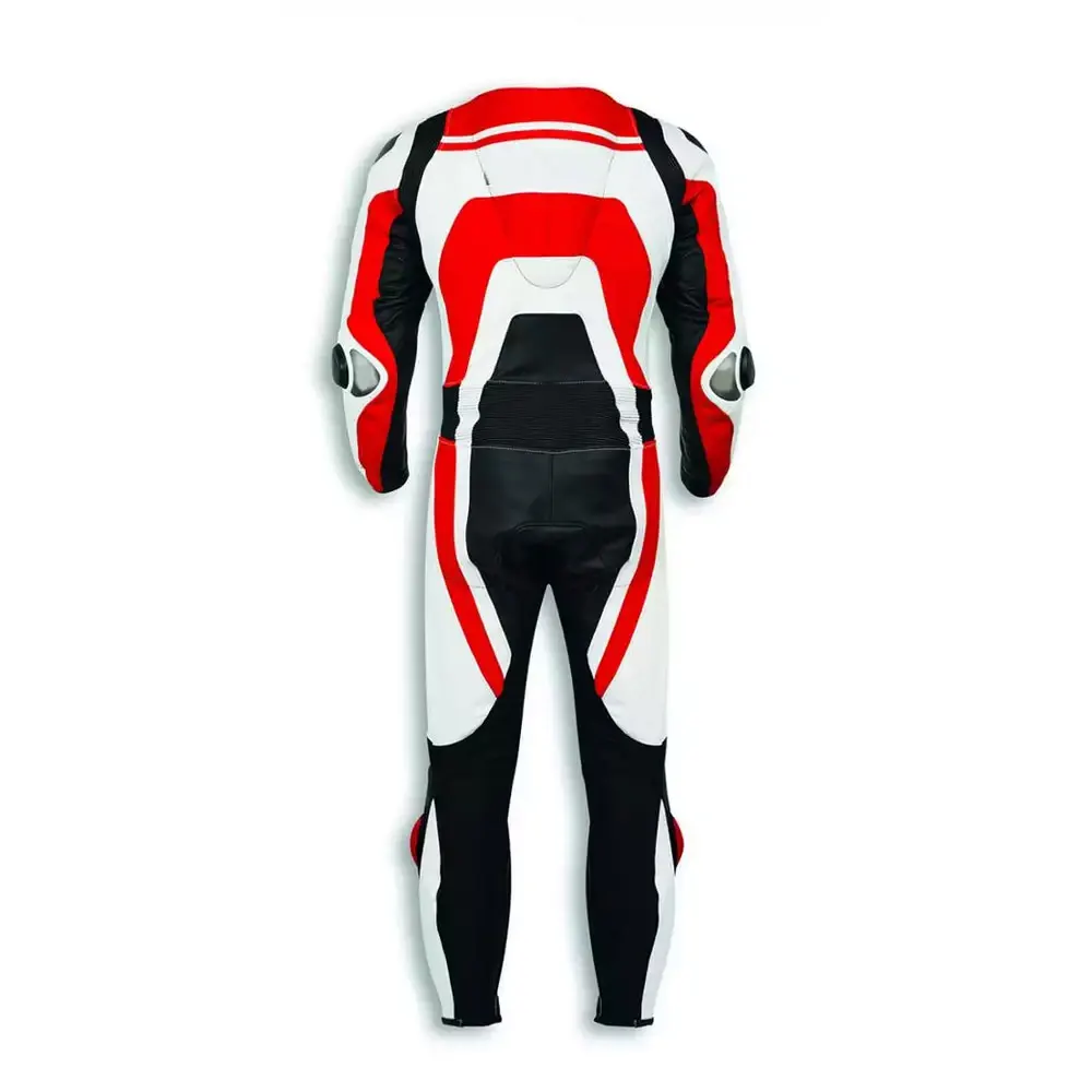 Black and RED Partially perforated race suit motorbike racing suit with aerodynamic race hump CE approved armor race suit