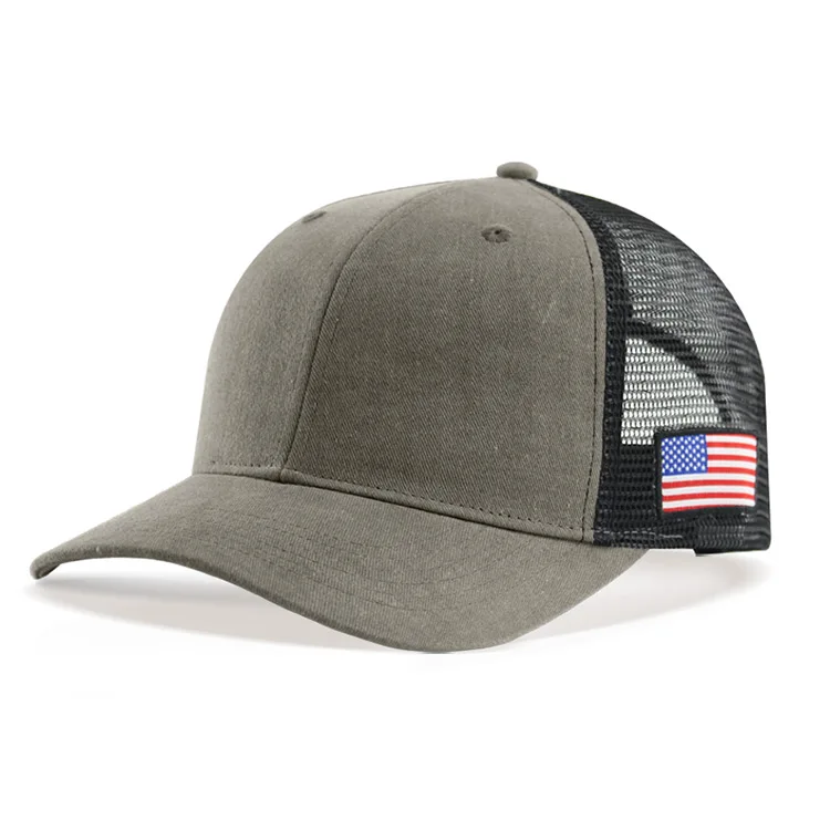 OEM 2022 Latest Modal Customized Baseball Caps With American Flag Mesh Hat 6 Panel Cotton Trucker Hat Cap